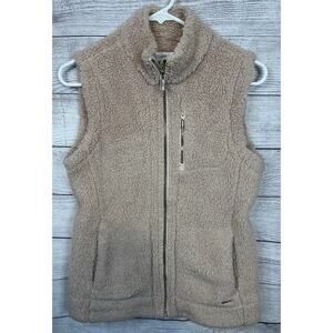 WOMENS CALVIN KLEIN FLEECE VEST TAUPE TAN BROWN BEIGE XS